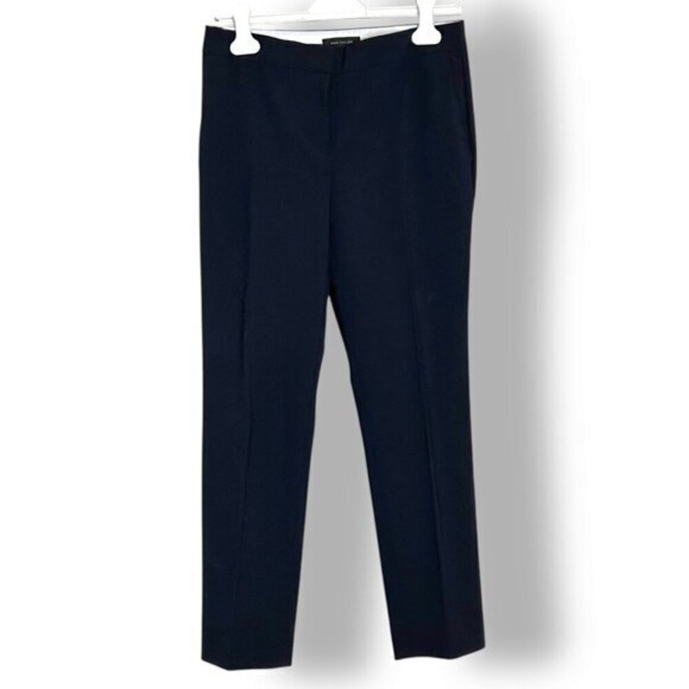 Ann Taylor Straight Slim Leg Cropped Pants Navy Blue Sz 2 Workwear The Trouser